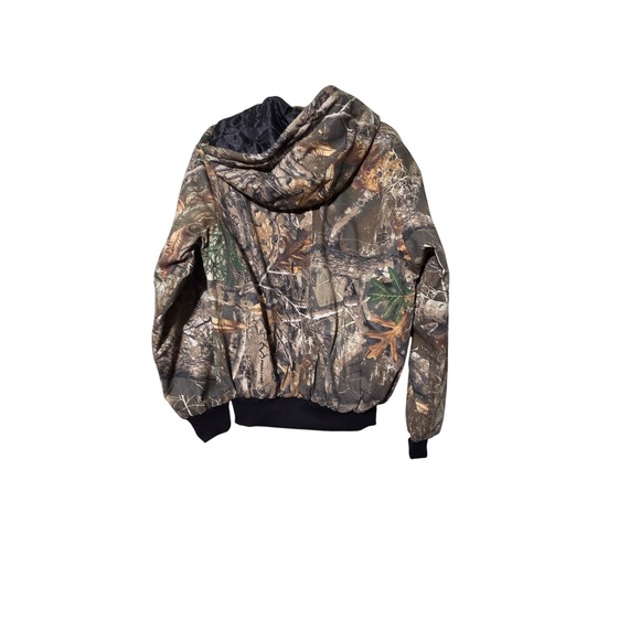 Reworked Upcycled Carhartt EJ001 Black Jacket Camo Trim Size M - Picture 3 of 8